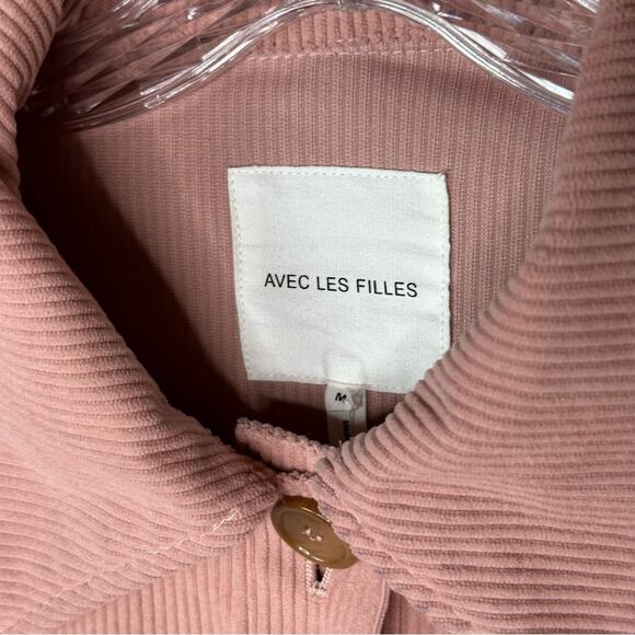 Avec Les Filles Pink Corduroy Trucker Style Cropped Jacket - Picture 6 of 12